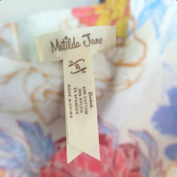 Matilda Jane Field of Fireflies Floral Sleeveless Dress Lined Tie Back Sz 8 - Picture 3 of 4